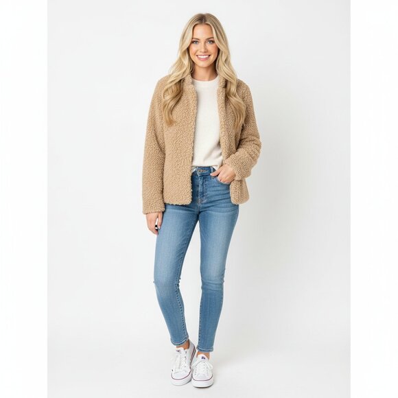 DEMOCRACY Faux Fur Mongolian Curly Lamb Teddy Jacket - Picture 1 of 12